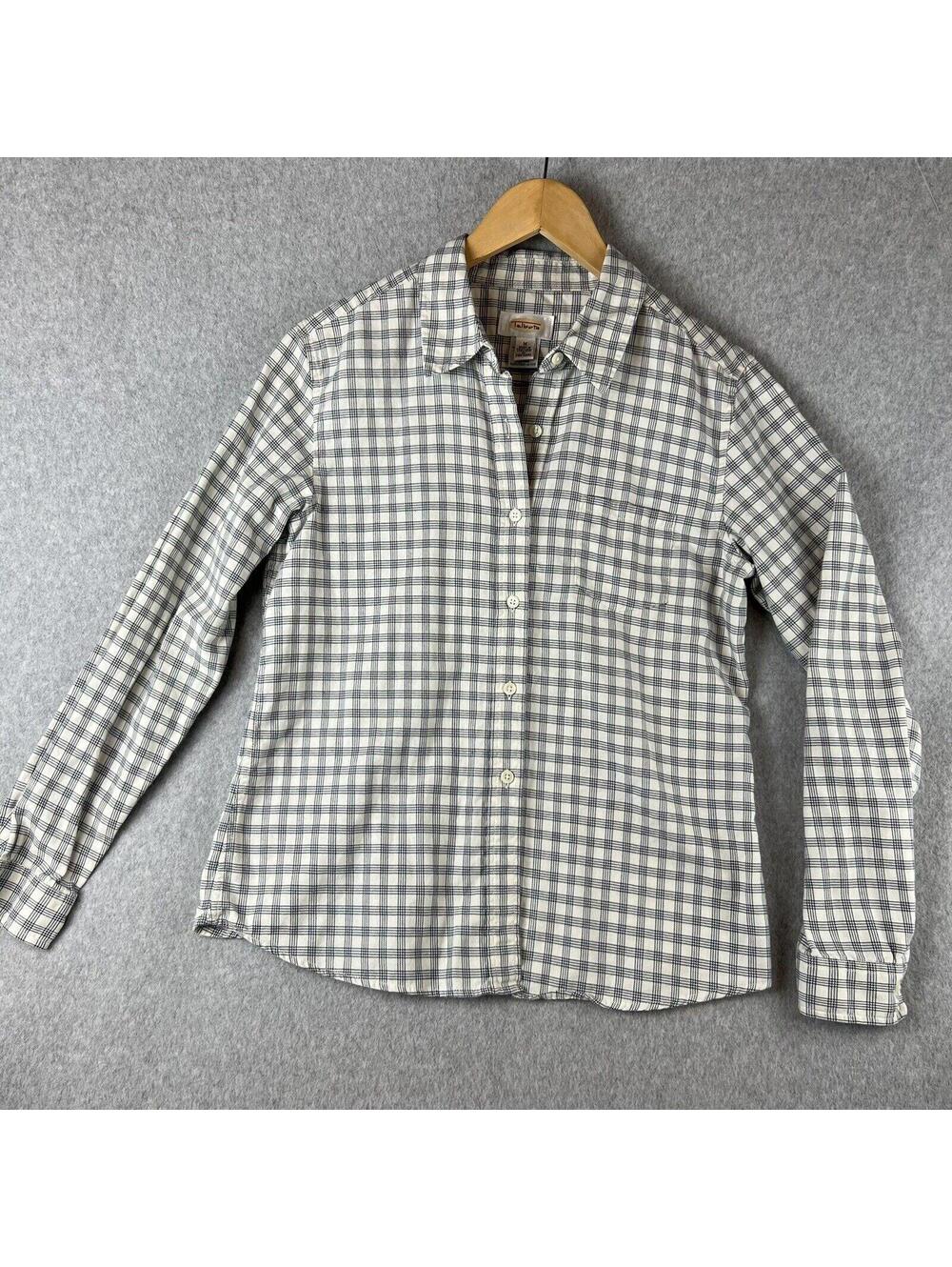Talbots Plaid Button Up Shirt Womens Size M Office Work Lightweight Cotton